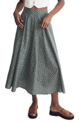 Madewell Floral Print Cotton Maxi Skirt in Architect Green