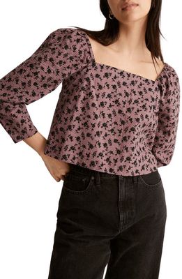 Madewell Floral Print Square Neck Seersucker Top in Fig