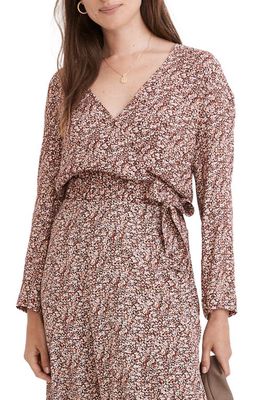 Madewell Floral Tie Front Wrap Top in Cottage Garden in Vintage Mulberry