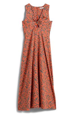 Madewell Floral Twist Front Poplin Midi Dress in Sunset Haze