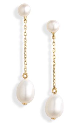 Madewell Freshwater Pearl Linear Statement Earrings in Vintage Gold