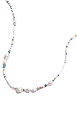 Madewell Freshwater Pearl Mix Beaded Necklace in Muted Shell