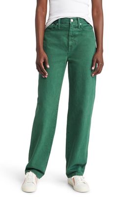 Madewell Garment Dye Baggy Straight Jeans in Hemlock Green