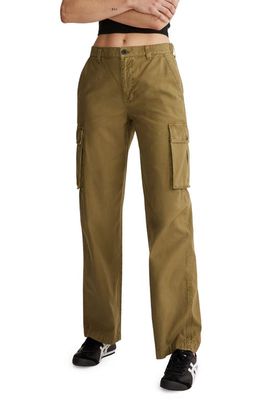 Madewell Garment Dyed Low-Slung Straight Leg Cargo Pants in Classic Olive