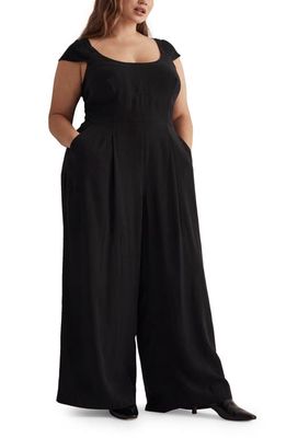 Madewell Grace Cap Sleeve Wide Leg Jumpsuit in True Black