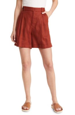 Madewell Harlow Linen Shorts in Dusty Redwood