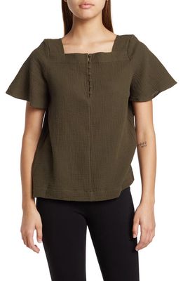 Madewell Harlow Square Neck Top in Dried Olive