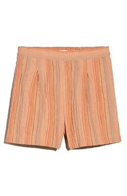 Madewell Herringbone Stripe Pull-On Shorts in Ground Clay