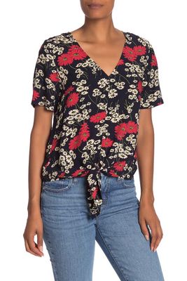 Madewell Hillside Daisies Tie Front Top in Multi Daisy Deep Ind