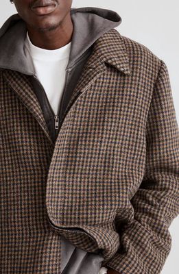 Madewell Houndstooth Topcoat in Brown Check Plaid