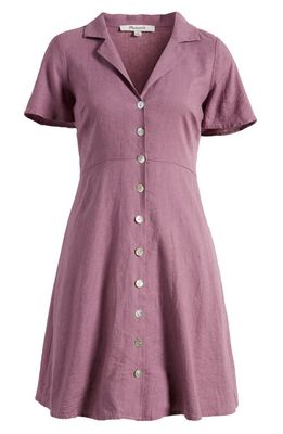 Madewell Kathy Retro Short Sleeve Mini Shirtdress in Antique Purple