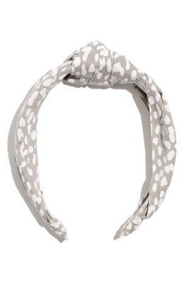 Madewell Knotted Covered Headband in Sage Leopard