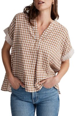 Madewell Lakeline Double Face Popover Shirt in Spring Mix Small Plaid Sepia