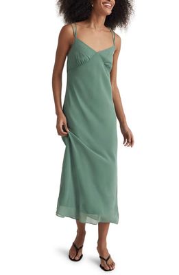 Madewell Layered Slip Midi Dress in Trellis Green