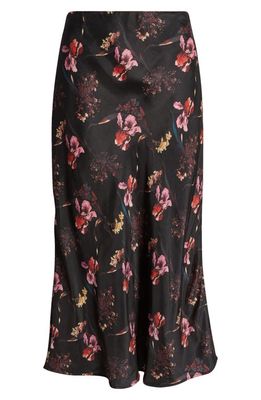 Madewell Layton Floral Midi Slip Skirt in Surrelaist Floral True Black