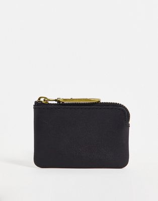 Madewell leather card pouch in black
