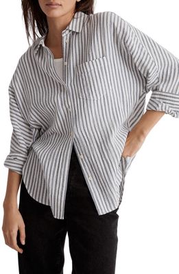 Madewell Lightspun Stripe Dolman Button-Up Shirt in Sunfaded Indigo