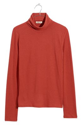 Madewell Lightweight Ribbed Turtleneck Top in Weathered Brick