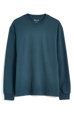 Madewell Long Sleeve Boxy Cotton T-Shirt in Midnight Green