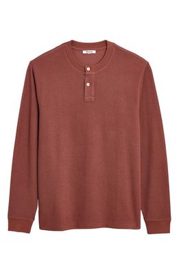 Madewell Long Sleeve Cotton Blend Henley T-Shirt in Burnt Soil
