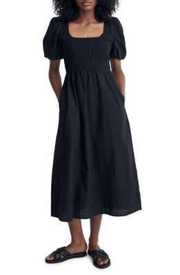 Madewell Lucie Puff Sleeve Midi Dress in True Black