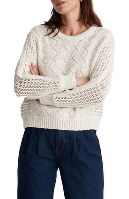 Madewell Macomb Open Stitch Pullover Sweater in Antique Cream