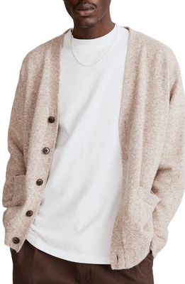 Madewell Marl V-Neck Cardigan in Light Heather Brown