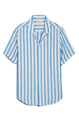 Madewell Men's Easy Linen Short Sleeve Shirt in Canal Blue