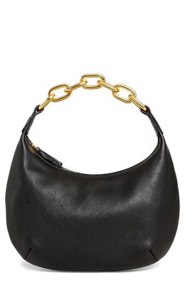 Madewell Micro Chain Handle Leather Hobo Bag in True Black