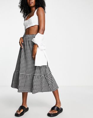 Madewell midi skirt in black gingham - part of a set