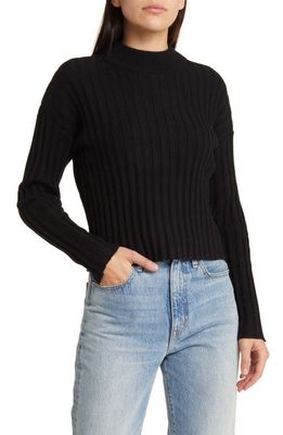 Madewell Mock Neck Crop Sweater in True Black