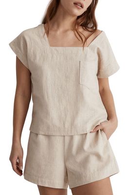 Madewell Natural Linen & Cotton Square Neck Top in Natural Undyed
