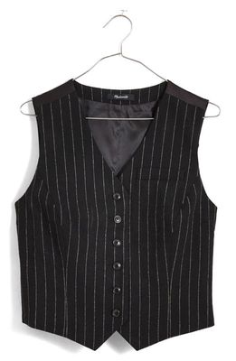 Madewell Noe Pinstripe Vest in Almost Black