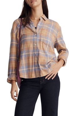 Madewell Oversize Cotton Flannel Boyfriend Shirt in Dusk Peri