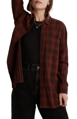 Madewell Oversized Flannel Button-Up Shirt in Burnished Mahogany