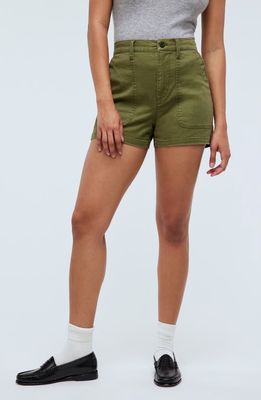 Madewell Perfect Military Twill Shorts in Desert Olive