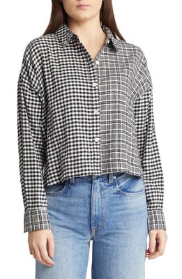 Madewell Plaid Long-Sleeve Crop Shirt in True Black