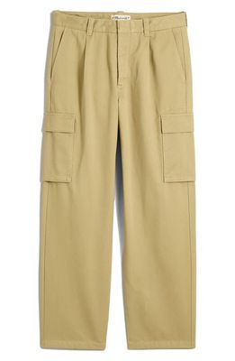 Madewell Pleated Cotton Cargo Pants in Ash Green