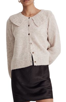 Madewell Pointelle Collar Cardigan Sweater in Oat
