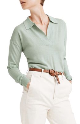 Madewell Polo Sweater in Heather Mint