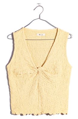 Madewell Popcorn Knit Twist Front Sleeveless Crop Top in Sundried Wheat