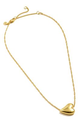 Madewell Puffy Heart Pendant Choker Necklace in Vintage Gold