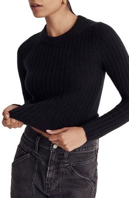 Madewell Readfield Rib Slim Fit Pullover Sweater in True Black