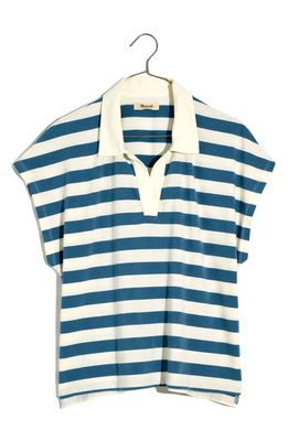 Madewell Relaxed Stripe Polo Tee in Ocean