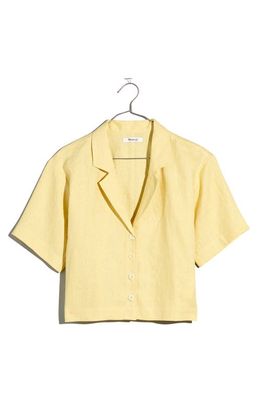 Madewell Resort Linen Crop Shirt in Light Straw