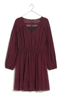 Madewell Resourced Georgette Long Sleeve Faux Wrap Minidress in Cabernet