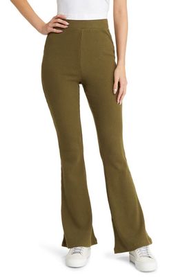 Madewell Ribbed Pull-On Flare Pants in Loden
