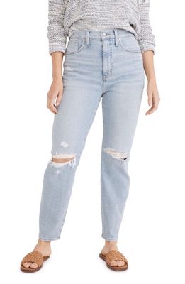 Madewell Ripped High Waist Mom Jeans in Lowden Wash