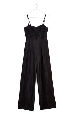 Madewell Ruched Crop Straight Leg Jumpsuit in True Black