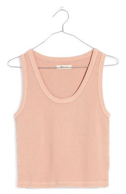 Madewell Scoop Crop Waffle Knit Tank in Antique Coral